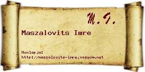 Maszalovits Imre névjegykártya